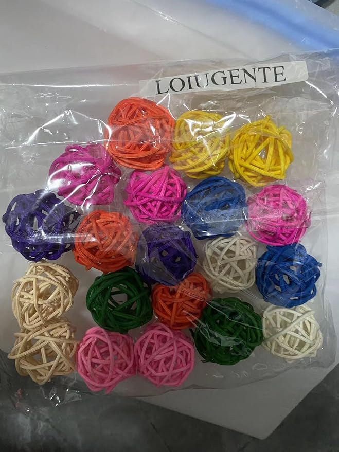 Large Bird Toys, Parrot Chew Toys Bird Toys, 1.97 inch 20 Pcs Rattan Wicker Balls Parakeet Chewing Toys, for Budgies Conures Hamsters Bunny Toy, Decoration for DIY Craft Party Wedding