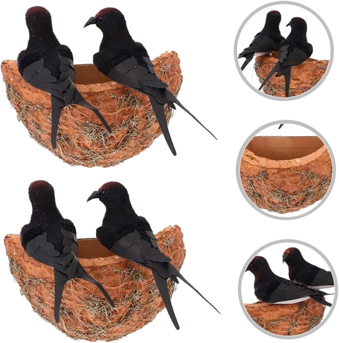 Toddmomy 2 Sets Simulated Swallow Nest Bird Ornament Simulation Bird Nest with Bird Simulation Bird Nest Decoration Easter Egg Decorating Kit Bird Nest Figurines Tree Bird Foam Miniature