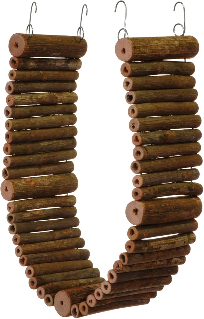 Prevue Pet Products Natural Large Wonder Walk Bird & Small Animal Ladder - Wooden Cage Accessories for Climbing, Exercise, Hanging Activity Bridge for Birds, Hamsters, Gerbils & Mice