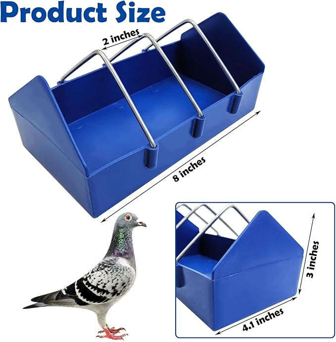 Hamiledyi 2 Pack Pigeon Feeder, Bird Dispenser Slot Container, Thick Durable Slot Container Feeding, Removable Steel Wire Partition for Pigeons Quails Birds Chicks Ducklings(Length: 8")