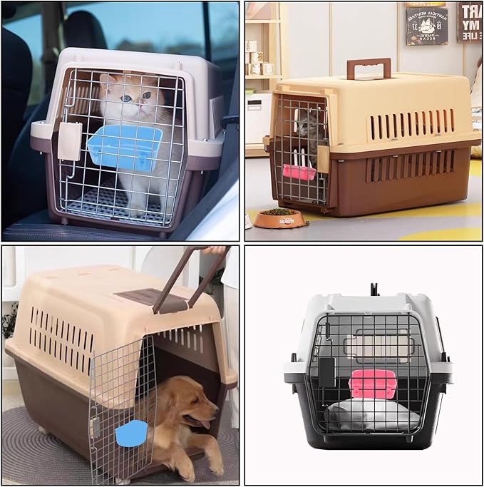 4 PCS Cage Cups Rabbit Feeder Waterer, Chicken Birds Feeders Hanging, Food and Water Container for Pet, Bath Water Bowl Universal for Birds Hamsters Rats Rabbit Guinea Pig Small Pets (Blue, Pink)
