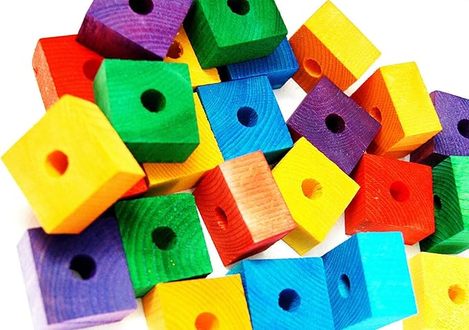 Wooden Colored Large 24 Blocks Bird Parts Amazon Cockatoo Macaw