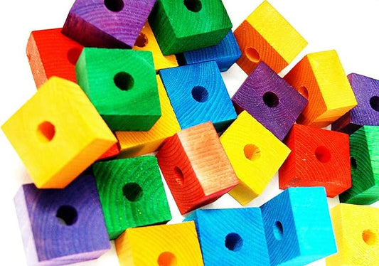 Wooden Colored Large 24 Blocks Bird Parts Amazon Cockatoo Macaw