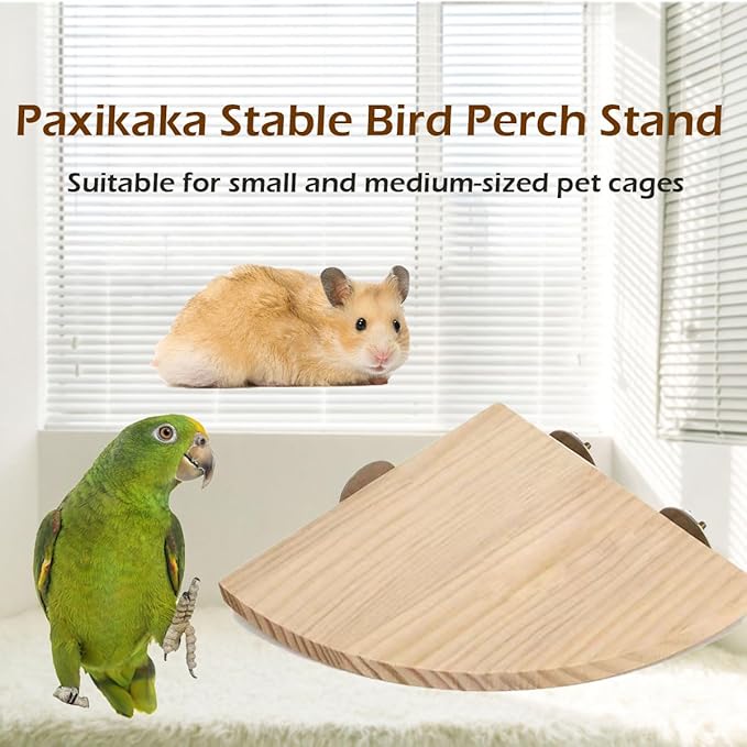 6.7Inch Flat Bird Perch, Smooth Polished Natural Pine Wood, Ruggedized Birdcage Platform, Fan-Shaped Corner Perches for Cage