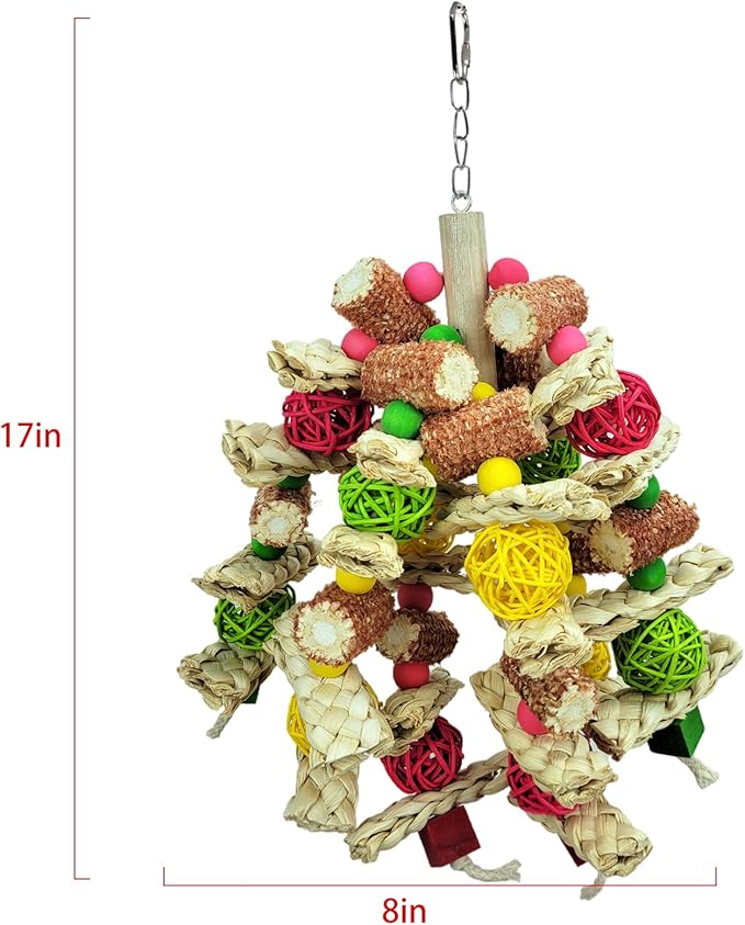 Cokliomc Parrot Toys, Natural Corncob Bird Chew Toys for Small and Medium Macaws, African Grey Parrots, Amazon Parrots Bird Cage