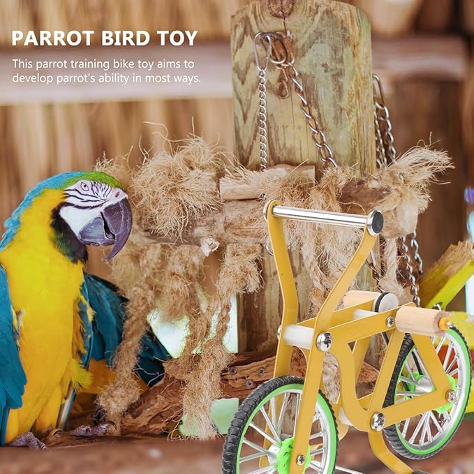 Parrot Bike Toy 6.10In Educational Bird Training Toy Interactive Bicycle for Parrot Intelligence and Exercise