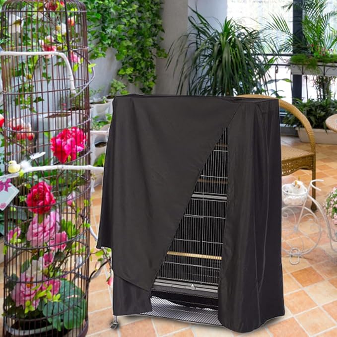 Universal Bird Cage Cover, Waterproof Oxford Cloth, Black, Solid, 122x104x69 cm/48.03x40.94x27.17 inch, Nighttime Sleep