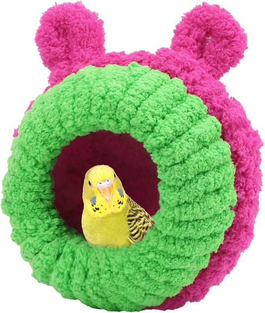 Wontee Bird Nest Bed Breeding House Winter Warm Snuggle Hut for Budgies Parakeets Cockatiels Lovebirds Canaries (Rose)