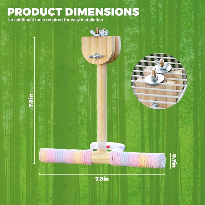 Bird Stand Perch Toy,Interactive Rocking Parakeet Toy and Perch, Wooden Exercise Wheel Cockatiel Toy, Intelligence Puzzle Enrichment Toys,Bird Playground Play Stands for Conure Budgie(swing)