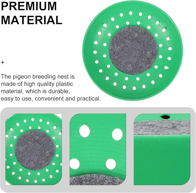 FRCOLOR 12Pcs Bird Breeding Nest Bowls 8.85X8.85X5.90In Plastic Pigeon Nesting Bowls for Pigeons Quails Doves Cage Accessories with Washable Mats