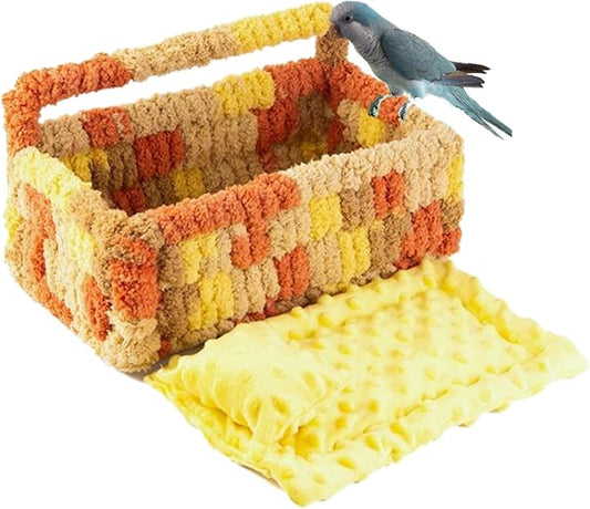 Warm Bird Nest House Bed Hammock Toy for Pet Parrot Parakeet Cockatiel Conure Cockatoo African Grey Eclectus Amazon Lovebird Budgie Finch Canary Hamster Rat Chinchilla Squirrel Cage Perch