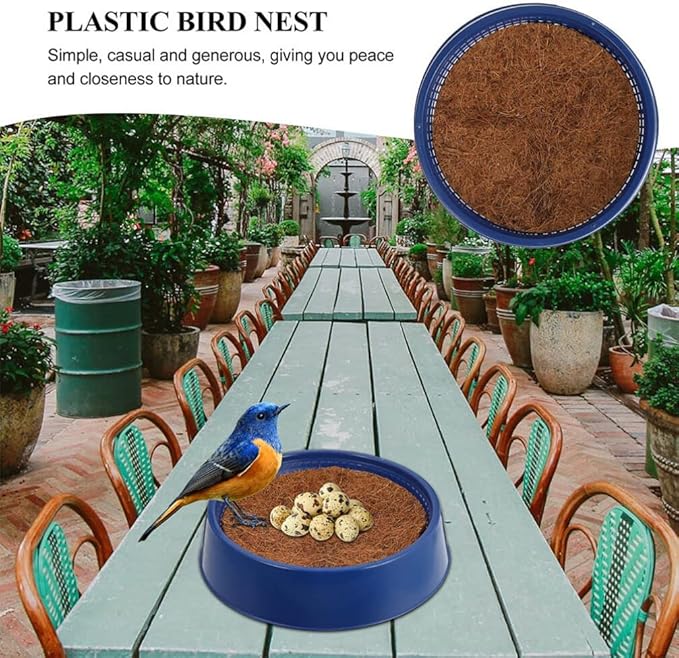 Ipetboom Pigeon Nest, Reusable Bird Nest Set with 5 Replaceable Pads for Indoor and Outdoor Use, Durable Plastic Bird Pad for Breeding, 10.23 X 10.23 X 2.44 Inches, Blue