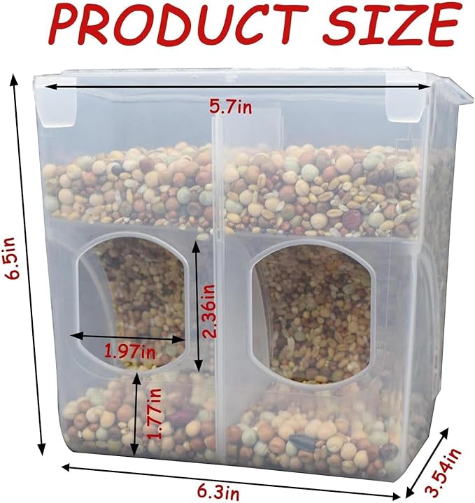 Automatic Pigeon Bird Feeder Water, Plastic Feeder Water Dispenser Drinkers for Cage, No Mess Hanging Parrot Food Bowl Container, Cage Accessories for Parakeet Quail Bird Chicken (2 Hole-Hook)