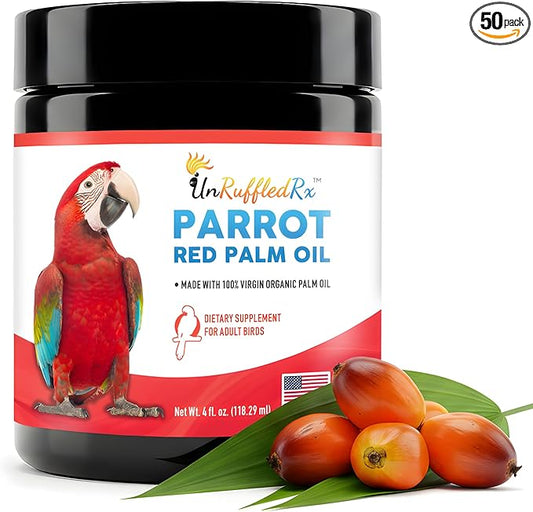 UnRuffledRx™ Red Palm Oil for Birds & Parrots - Provides Nutritional Support - Ethically Produced Organic Red Palm Oil to Support Feather & Skin Health
