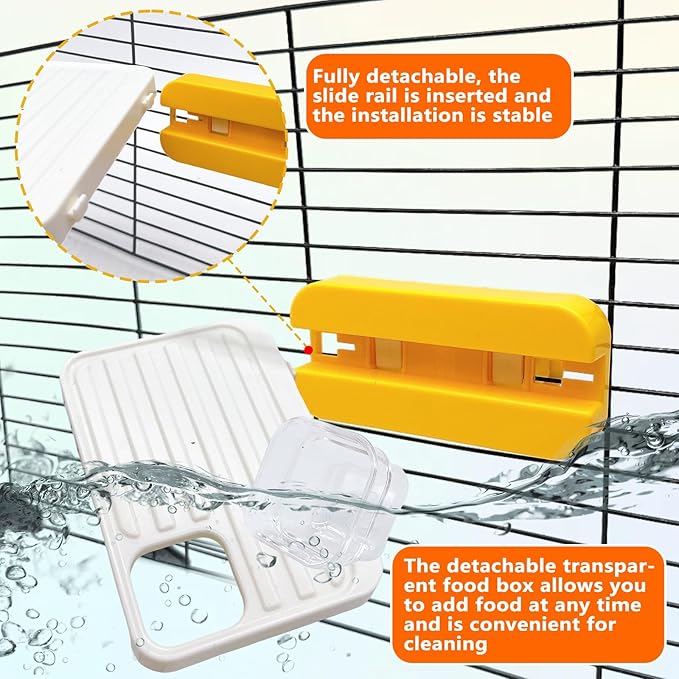Hamiledyi Bird Cage Feeder with Platform Bird Feeding Cups with Perch Stand Feeder Bowl Cage Accessory for Parakeets Conures Cockatiels Parrot Lovebird