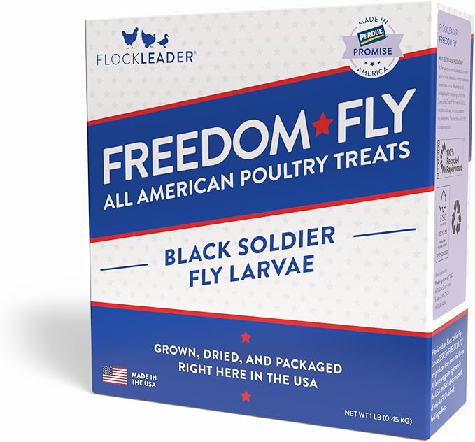 FLOCKLEADER Freedom Fly, All American Dried Black Soldier Fly Larvae Poultry Treats, 1 lb