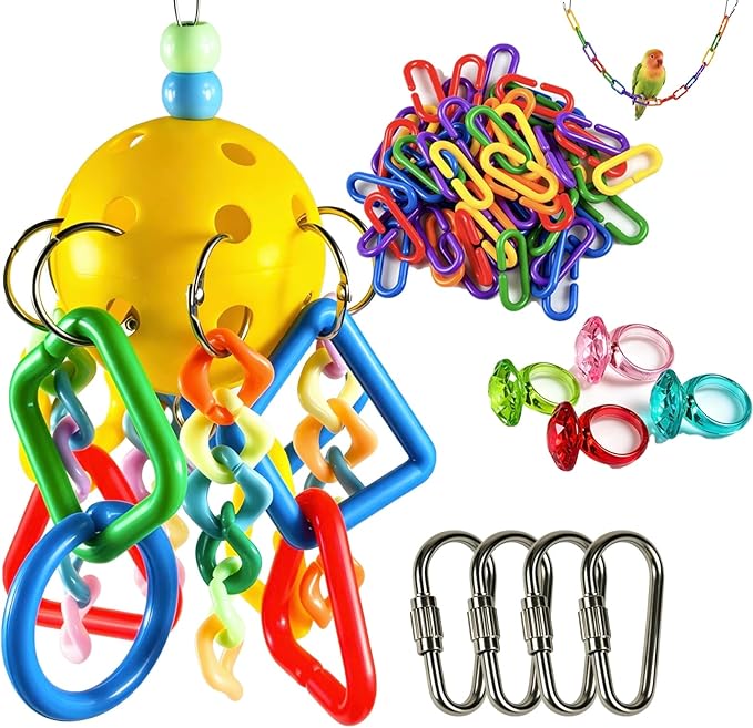 Parrot Toys, Hanging chew Toys Suitable for African Gray Parrots, Cockatiels, Amazon, Lovebirds, Peacock Parrots, and Peacock