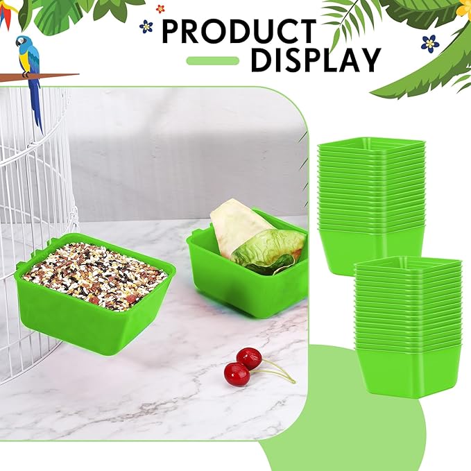 Maxdot 20 Pcs Chicken Water Feeder Cups 16 oz Pigeon Bird Feeder Cups Hanging Cage Chicken Water Cup for Pet Parrot Rooster Parakeet Bunny Gamefowl Poultry Wire Hutch(Green)
