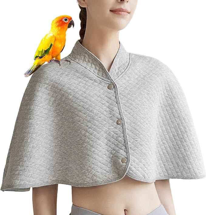 QBLEEV Parrot Anti-Scratch Shoulder Protector, Bird Diaper Poop Cover Pad for Parakeets Cockatiels Conures, Cotton Shawl Cape for Birds to Stand on Shoulders, Pet Arm Guard for Lovebirds Finches