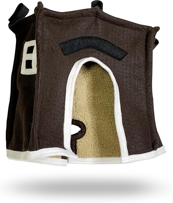 Crazy K Farm - Avian Haven Bird Hut, Comfy Bird Snuggle Hut, Plush Pet Bird Hut for Sleeping and Snuggling, Hanging Bird Cage Hut with Sherpa, Cozy Bird Cage Accessories Large, Brow