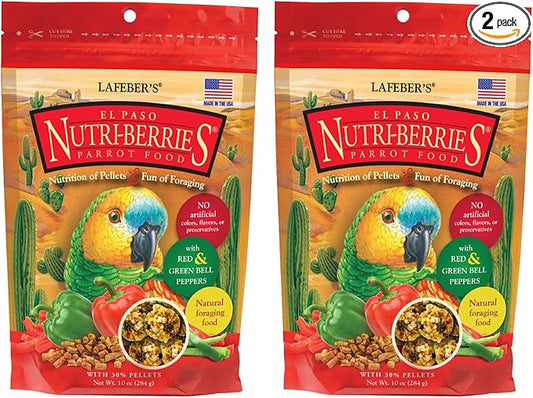 LAFEBER'S El Paso Nutri-Berries Pet Bird Food, Made with Non-GMO and Human-Grade Ingredients, for Parrots (10 oz Pack of 2)