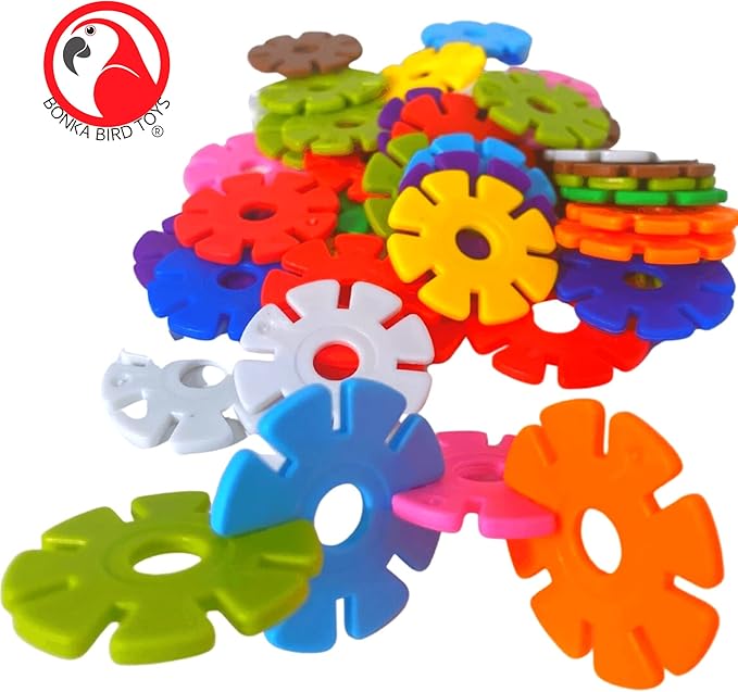 Bonka Bird Toys 3839 Round Snowflakes Bird Toys, Pack 50, 1" Diameter