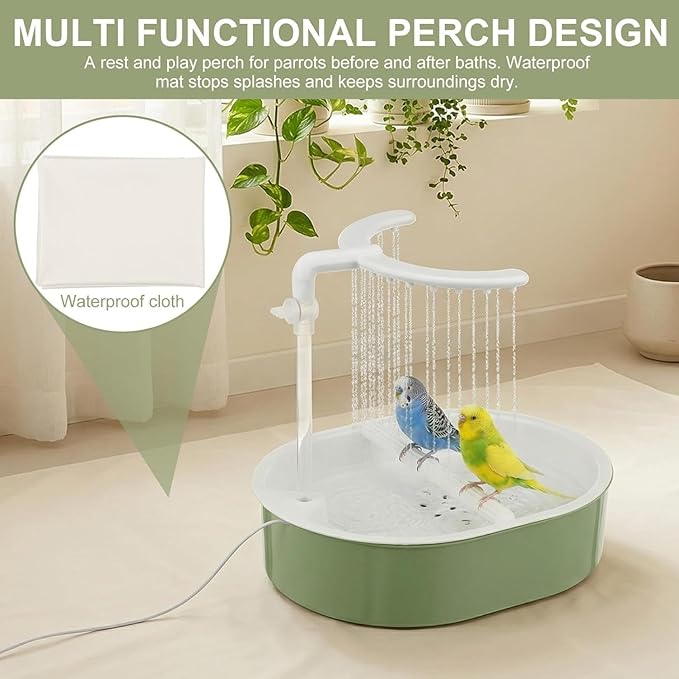 Automatic Birds Shower, Bird Accessories, Birds Bath Tub with Circulating Water Faucet, Bird Shower Fountain, Indoor Fountain with USB Pump for Small to Medium Pet Birds