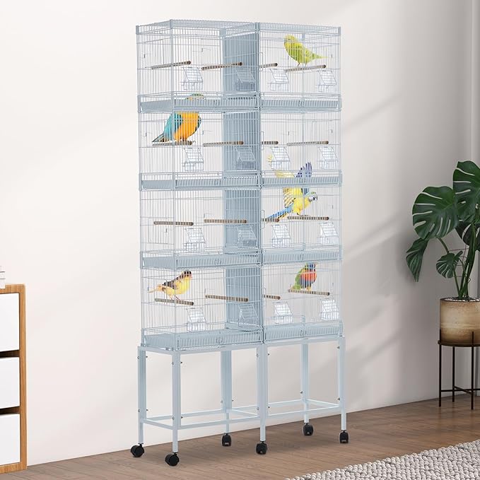 Garvee Bird Cage, 69''H LOT-4 Stackable Breeding Bird Cage, Divided Bird Breeder Cage w/Individual Removable Tray, Application for Conure,Macaw,Budgie,Cockatiel,Lovebirds,Parakeet