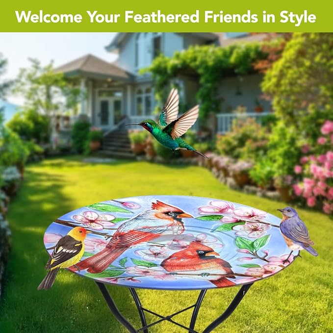 Briarwood Lane Cherry Blossoms Glass Birdbath