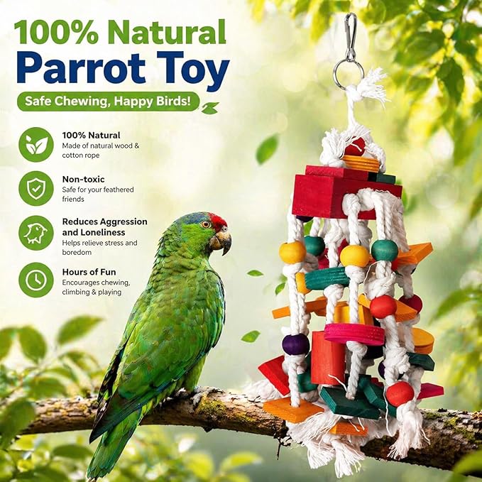 Rypet Bird Chewing Toy - Parrot Cage Bite Toys Wooden Block Bird Parrot Toys for Small and Medium Parrots and Birds