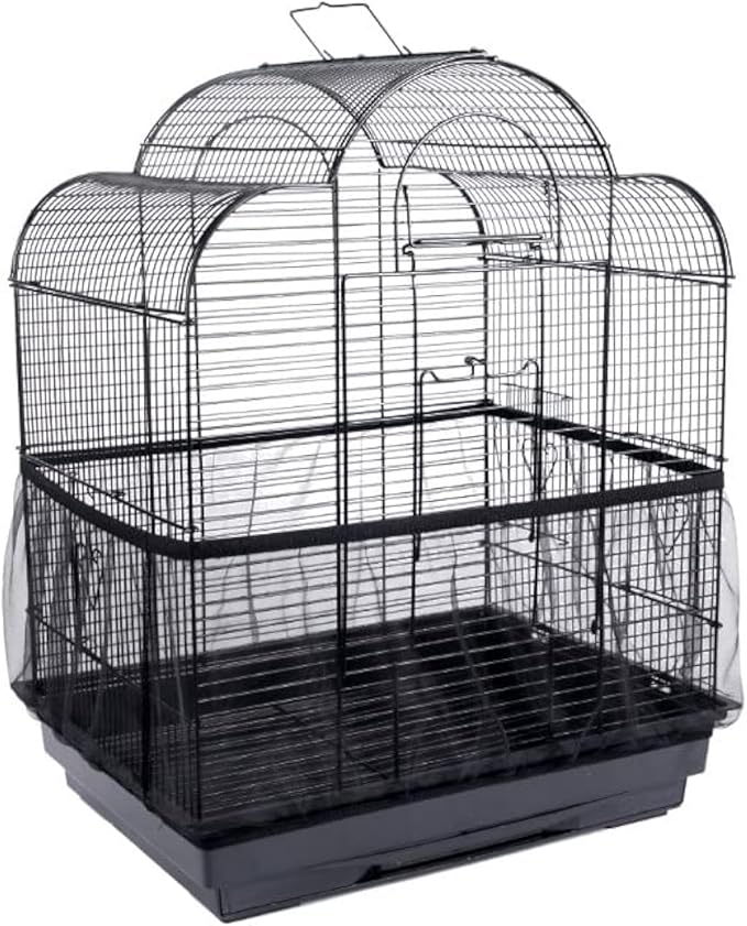 4 Colors Bird Cage Cover Bird Cage Cover Seed Catcher Ventilated Nylon Mesh Birdcage Shell Seed Catcher Large Size Bird Cage Seed Catcher Seeds Guard (#2)