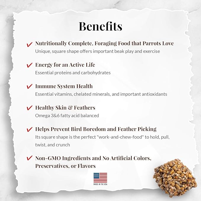 LAFEBER'S Classic Avi-Cakes Pet Bird Food, Made with Non-GMO and Human-Grade Ingredients, for Cockatiels Conures Parakeets (Budgies) Lovebirds, 20 lb