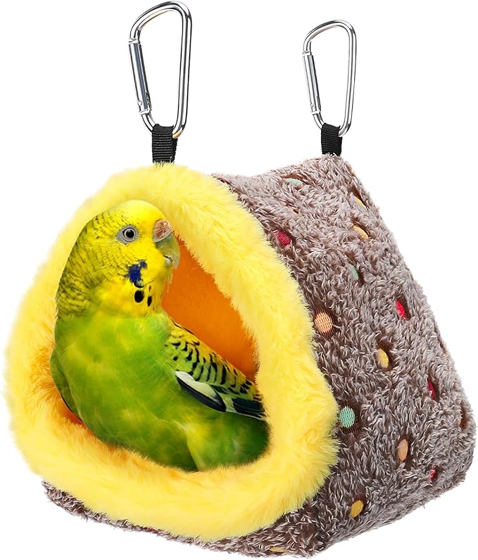 Small Winter Warm Bird Nest for Cage - Comfortable Bird Bed with Support Board, Hanging Hammock Shed Hideaway Hut Gift for Budgerigar Canaries Lovebirds