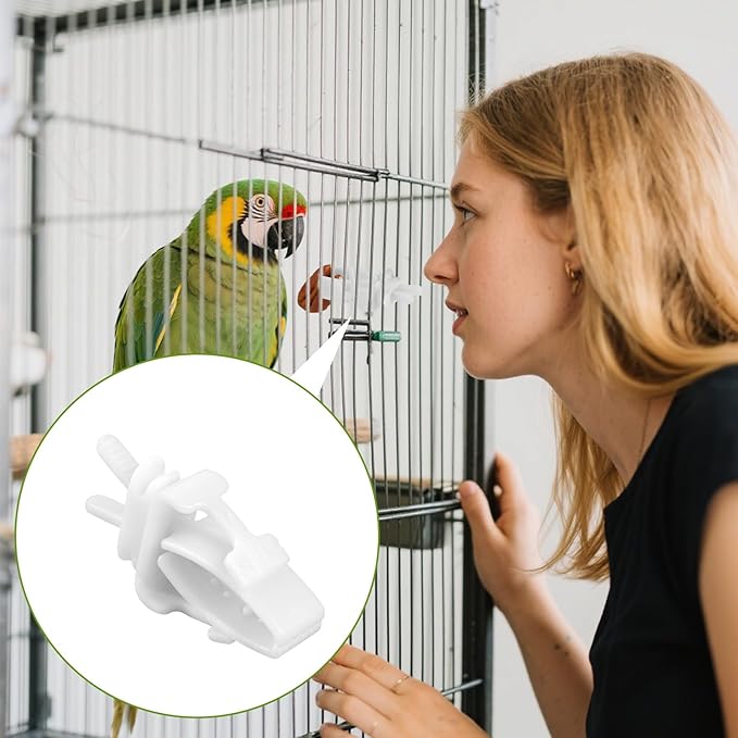 6 Pack Bird Cage Food Holder Bird Cage Clips Parrot Fruit Vegetable Clips White Cages Feeder Clip for Cockatoo Cockatiel Budgie Parakeet Macaw Conure