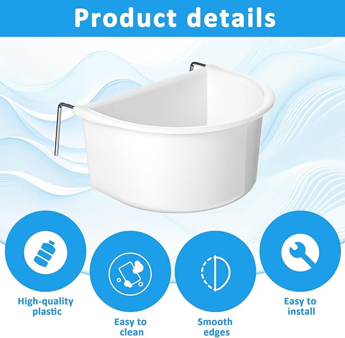 2 Pack Bird Cage Feeder, Plastic Hanging Feeder Cup with Metal Hooks Food and Water Dispenser Bowl for Small Birds Parakeet