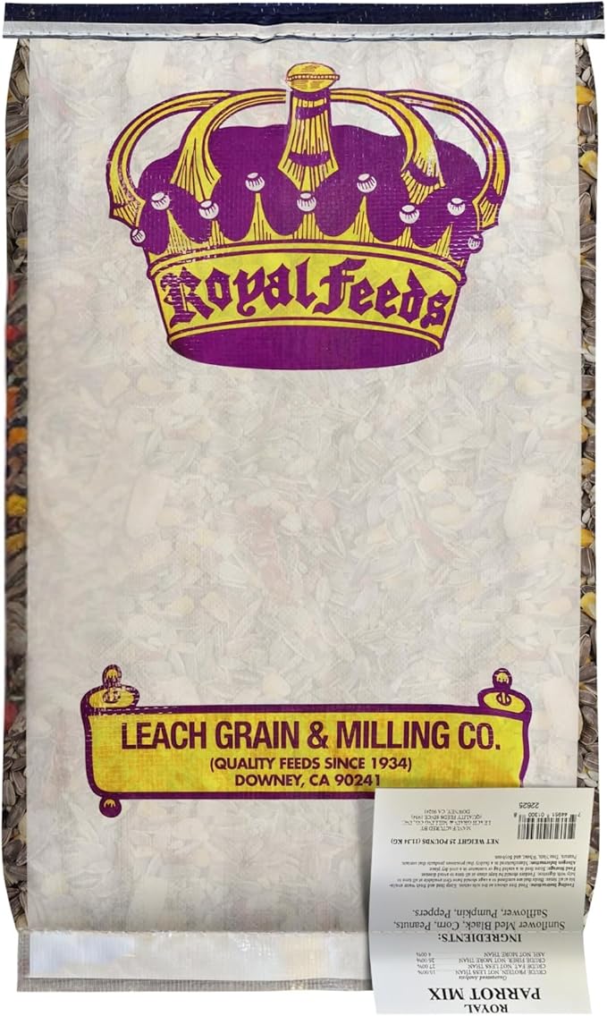 LEACH GRAIN & MILLING CO. Parrot Mix 25 lbs, Nutrient-Rich Blend Birdseed, Supports Energy, Growth & Digestive Health, Tasty and Enjoyable Premium Parrot Food for Healthy & Balanced Diet
