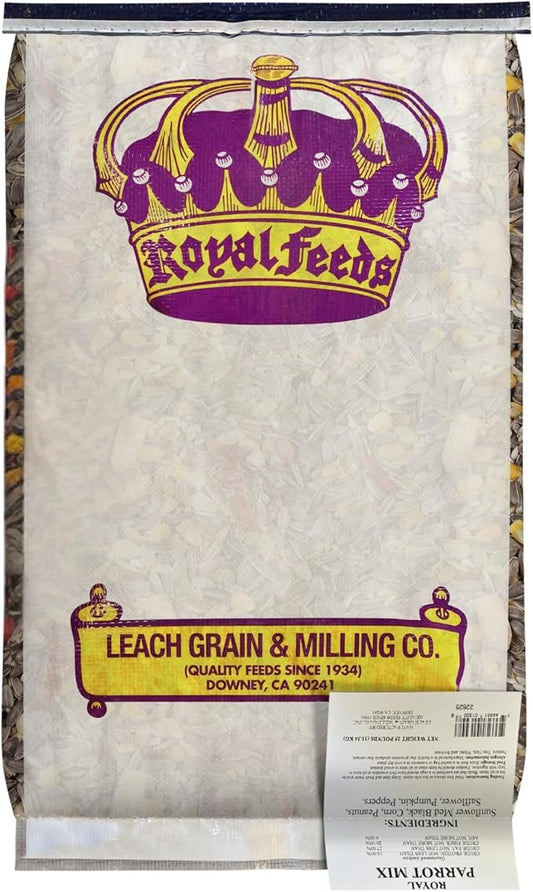 LEACH GRAIN & MILLING CO. Parrot Mix 25 lbs, Nutrient-Rich Blend Birdseed, Supports Energy, Growth & Digestive Health, Tasty and Enjoyable Premium Parrot Food for Healthy & Balanced Diet