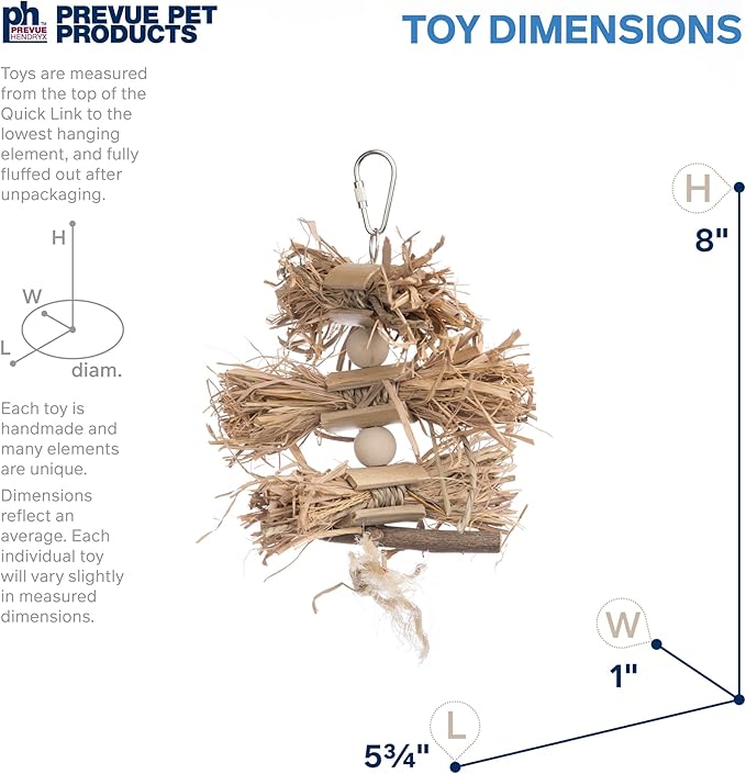 Prevue Pet Products Naturals Preen & Pacify Woodland Harvest Bird Toy - Accessories for Parakeets, Conures, Cockatiels, Budgies, and Small to Medium Birds, Hanging Cage Toy for Preening and Pecking