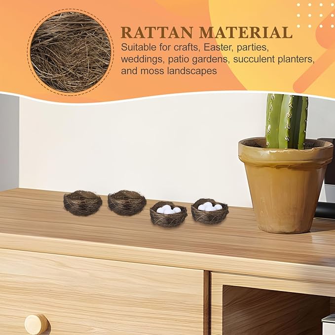 Milisten 16pcs Simulated Bird Nest Mini Artificial Bird Nest Fake Ornament for Christmas Tree Decor Wedding House Home Crafts Garden Moss Easter Party Decor