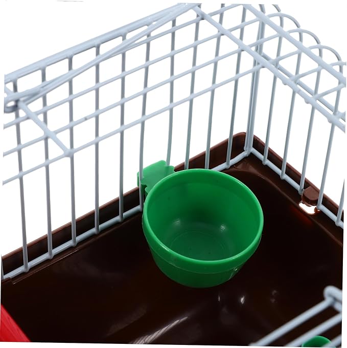 BESPORTBLE Bird Cage with Perch Food Box Portable Small Pet Carrier for Lovebirds Parrots Travel Cage Abs Iron Brown