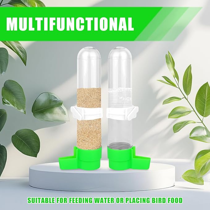 BOXOB Bird Water Feeder, Automatic No Mess Bird Water Dispenser Bottle Leak-Proof Hanging Cage Food Dispenser Waterer Container Accessories for Quail Parrot Parakeet