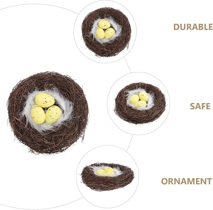 EXCEART 1pc Simulated Bird Easter Chick Egg Decoration Bird Golden Artificial Twig Easter Eggs Supplies Decor for Supplies Rattan