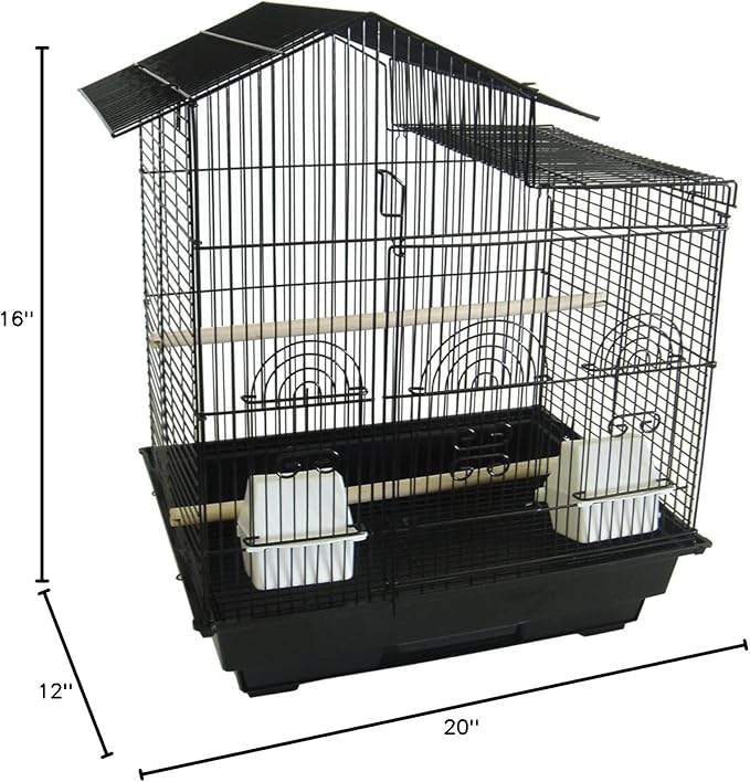 YML 16-Inch by 12-Inch Villa Top Bird Cage, Black