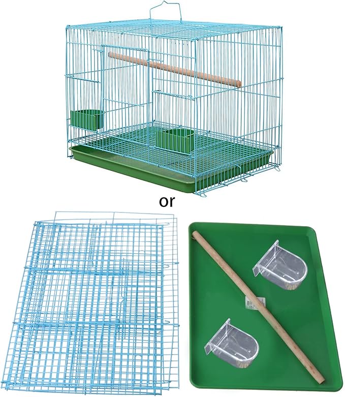 Wire Rectangular Small Cage for Small Birds and Canaries Rekord Equipped Feeders