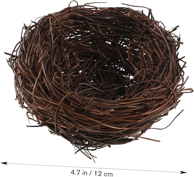 SUPVOX 4pcs Rattan Bird Nest Decorations Faux Birds Nests for Easter Crafts Decor Photography Props Hand Woven Country Style for Parties and Creative Projects