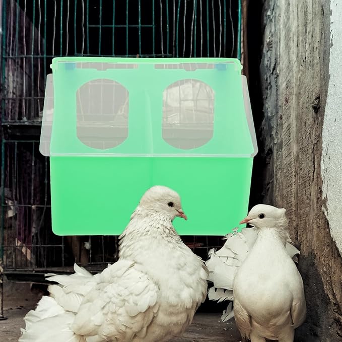 Balacoo Hangable Pigeon Feeder 6.69×5.51×3.74In Multi-Grid Food Box with Lid – Bite-Resistant Plastic Cage Feeder Cuts Waste & Mess for Parakeets, Cockatiels