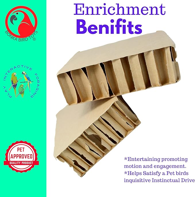 Bonka Bird Toys 2291 Pk2 Jumbo 9.25" Cardboard Blocks Parrot Foot Talon Cage Toy, Amazon, African Grey, Conure, and Similar