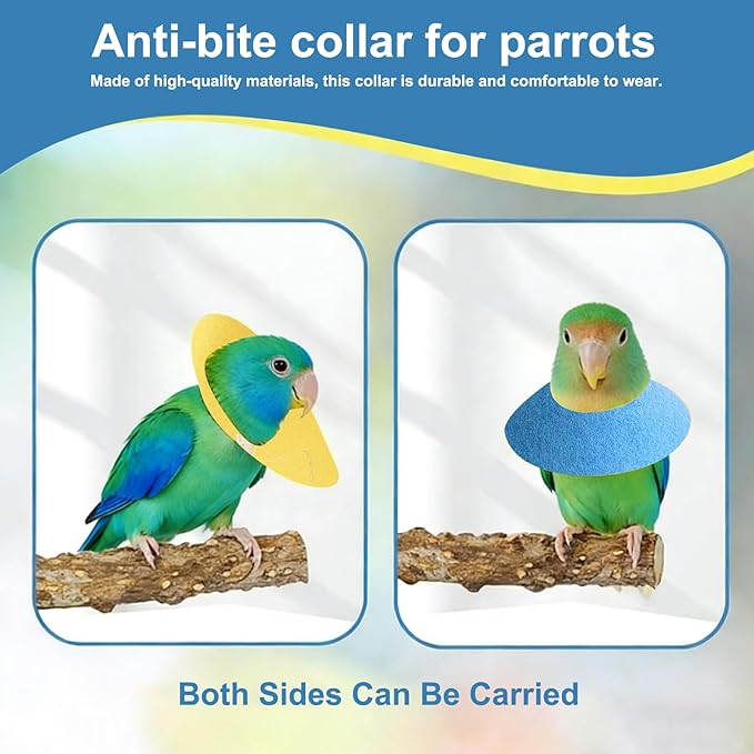 4 PCS Bird Anti-Bite Elizabethan Collar, Recovery Cone Bird Collar,Anti-Grab Feather Plucking Wound Healing Safety Collar, Soft Adjustable Felt Neck Protector for Budgerigar Cockatiel Cockatoo Parrots