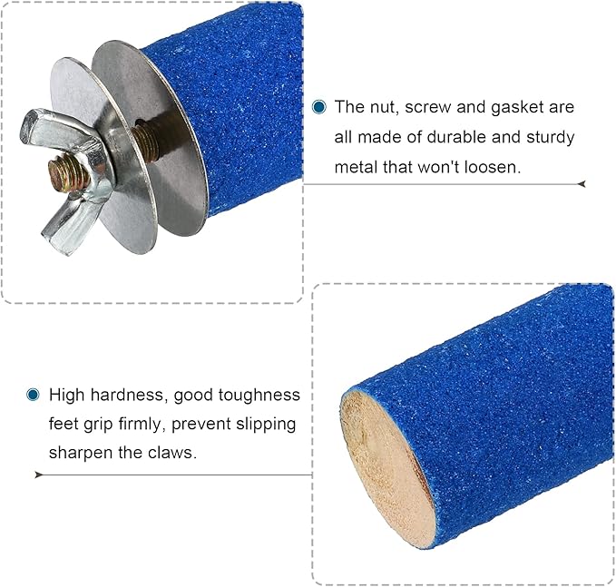 PATIKIL 1x4 Bird Paw Grinding Stick, Bird Wood Perch Stand Cage Accessory for Small Bird Parrot Lovebird Parakeet Cockatiel, Blue
