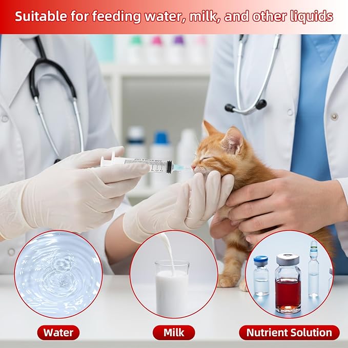 Baby Bird Feeding Syringes, Parrot Hand Syringe Feeder with Soft Tubes, Syringes with 5.94” Tube for Cat Dog Small Animals, Plastic Syringe for Milk Water Liquid Food, Reusable(10ml+10ml+20ml+60ml)